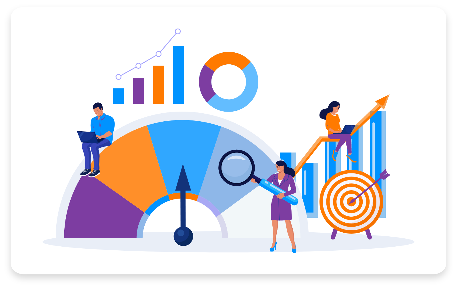 Vector illustrates the mission to boost the productivity of the company.