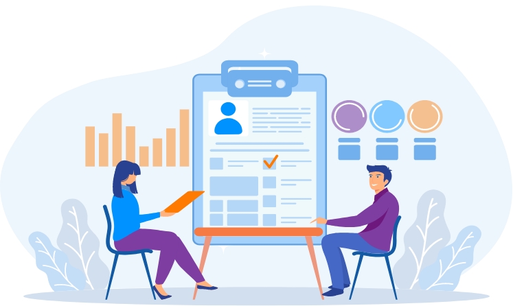 Vector illustration of Employee performance review and evaluation.