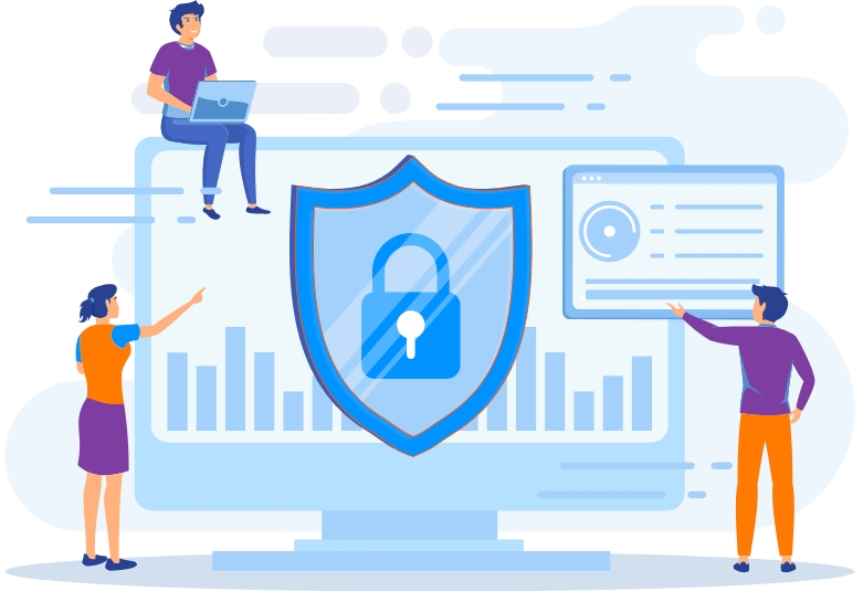 Vector image of data protection from data loss.