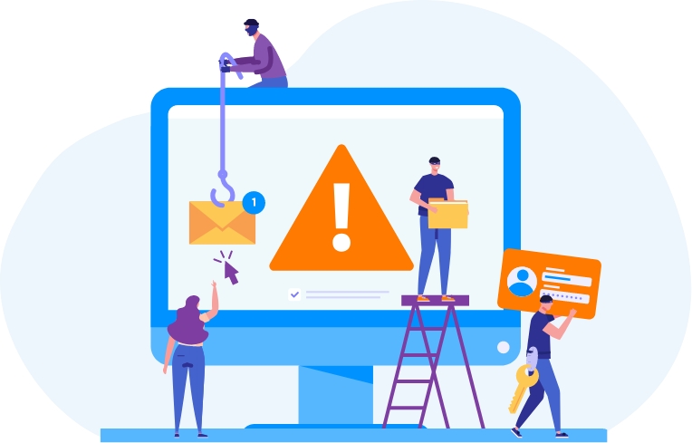 Vector illustration of data theft from malicious insider activities.