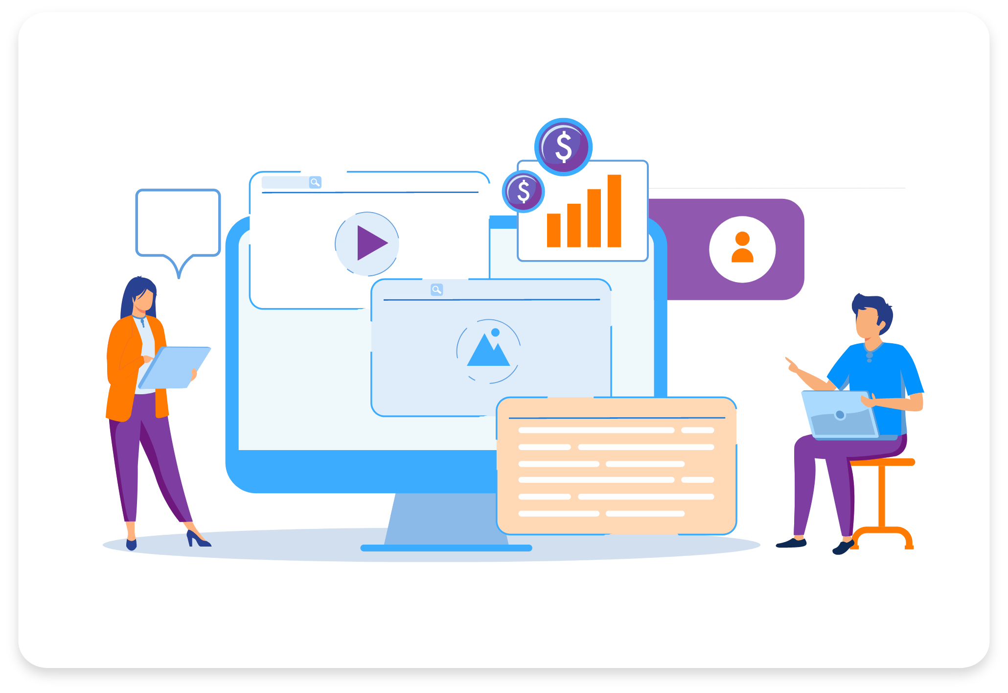Vector illustration of monitoring the screenshot of remote employees.