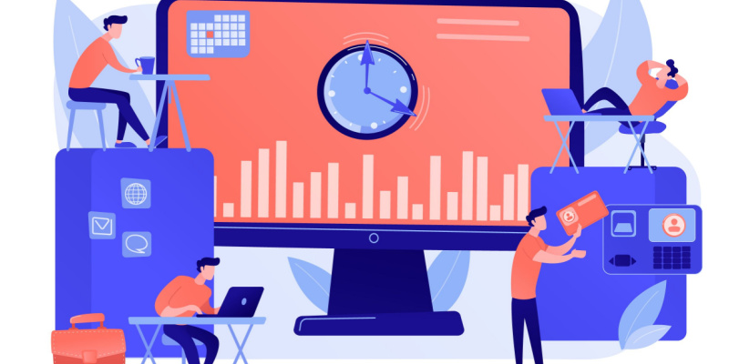 Vector illustration of employee Time tracking system.